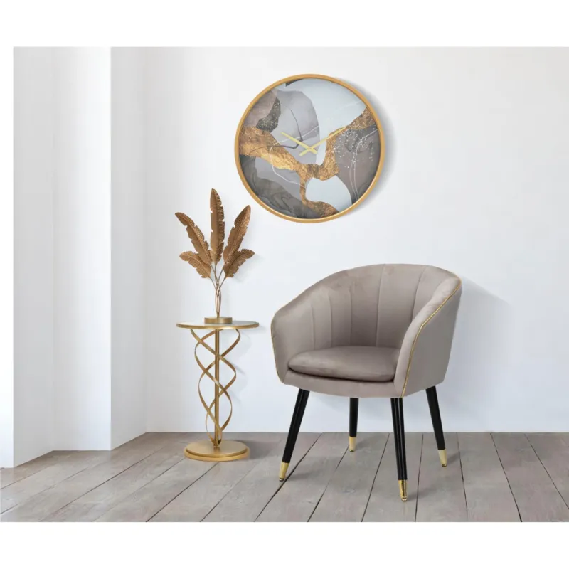 Prezzo Conveniente Poltrona in tessuto Grigio imbottito con rifiniture dorate PARIS Dimensioni 51x59x h 79 cm - peso 5 kg gambe Metallo nero Mauro Ferretti