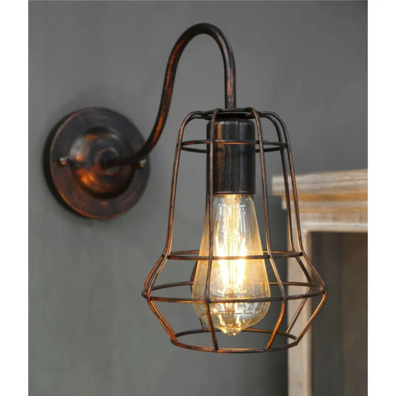 Offerta Applique Da Muro in Ferro Vintage 33x15x27,5 cm 40 W E 14 in stile industrial colore nero Mauro Ferretti