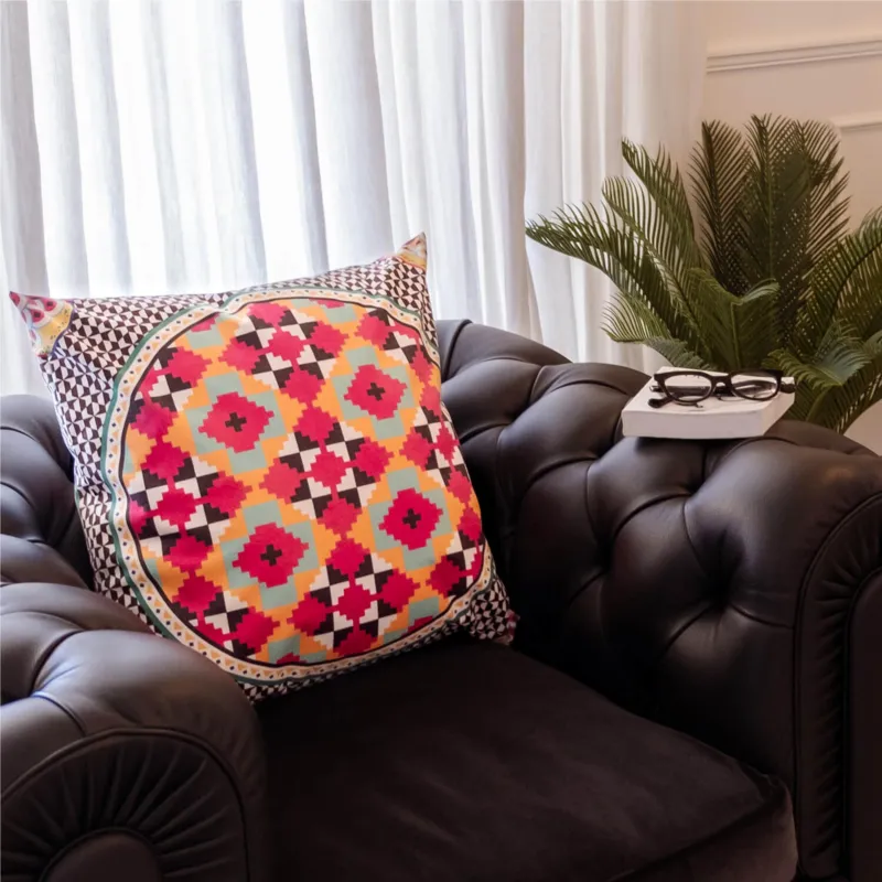Nuova Collezione Fodera per Cuscino arredo ETHNIC DECOR - dimensioni cm. 50x50 - puro cotone di alta qualità chiusura con cerniera Vesta