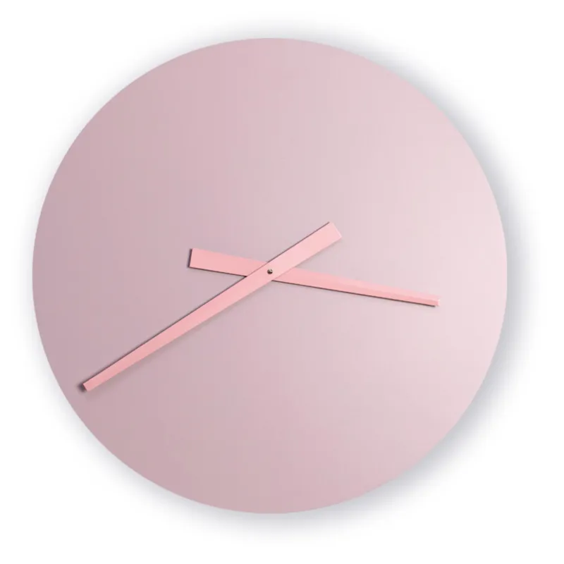 Orologio da parete rotondo il legno Laccato colore rosa cipria Diametro 60x5 cm in legno con lancette colore rosa I Dettagli Reso Gratuito