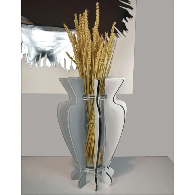 Vaso d‘arredo, portafiori in crystalplex colore Grigio VASO TWO 27xh45cm- con vaso interno in vetro colore I Dettagli Offerta Del Giorno