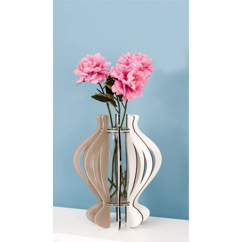 Miglior Prezzo Vaso d‘arredo, portafiori in Crystalplex VASO ONE 45xh35 cm- con vaso interno in vetro colore tortora I Dettagli