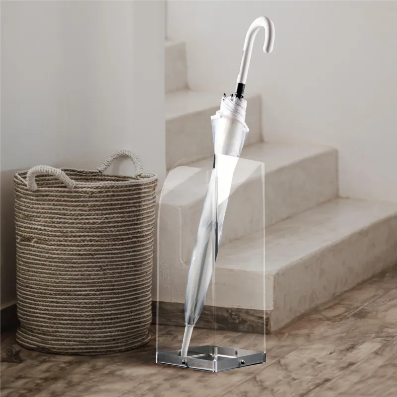 Compra Oggi Stesso Portaombrelli Moderno in plexiglass trasparente linee essenziali AIR 20x50xh50 cm in vaschetta in metallo lucido I Dettagli