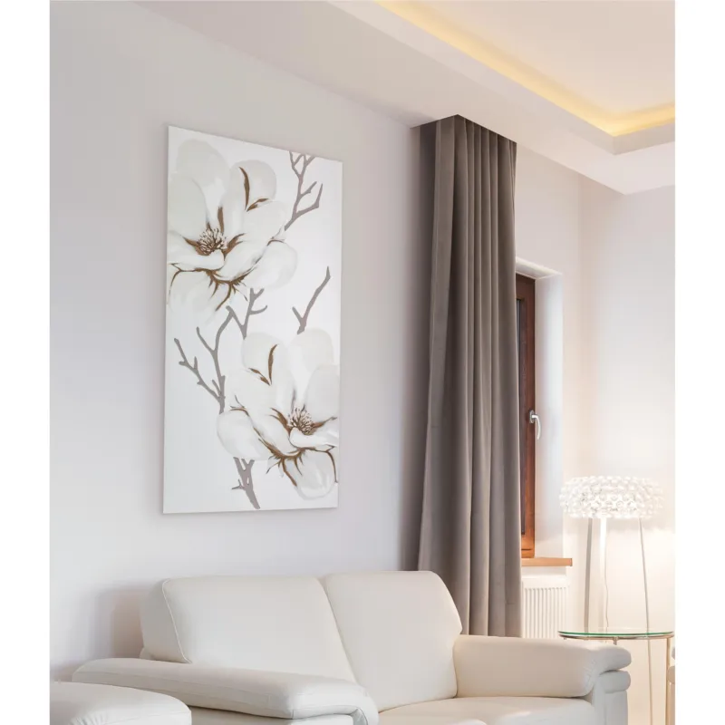 Ultimissimo Modello Pannello da parete in legno con marcatura al laser Magnolia 60x130xh8 cm realizzato in legno laccato sabbia opaco con applicazioni color ghiaia I Dettagli
