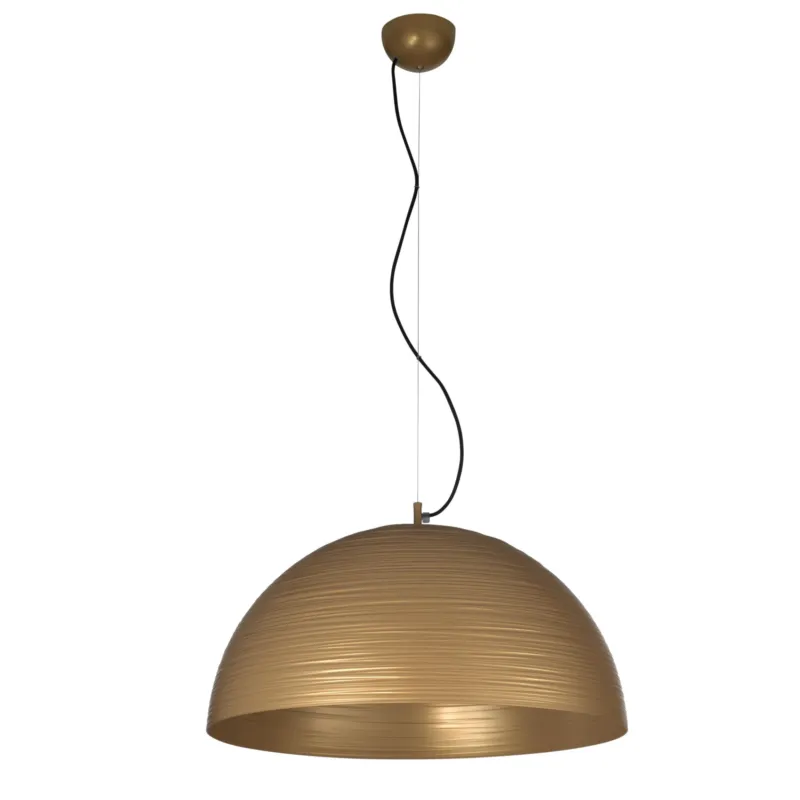 Lampada a Sospensione 1 Luce Struttura mezza sfera MEDIA in Alluminio Diametro 72xh 50 cm E27 1 x Max 100 Watt 4,8 kg colore Oro verniciato Metalluxlight Miglior Prezzo