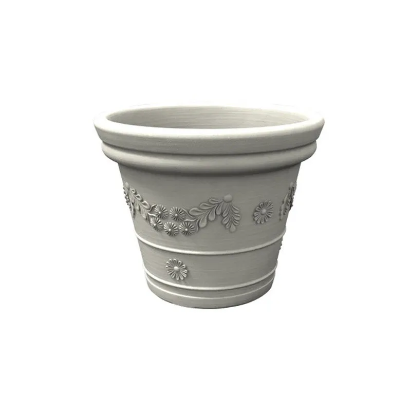 Acquista Ora Vaso festonato in Polietilene con decoro a rilievo TONDO dimensioni 40x22xh35 cm adatto interno esterno colore Bianco Kloris