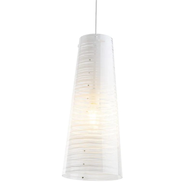 Sospensione con paralume conico PIXI Ø25xh60 cm in policarbonato Stampato trasparente Bianco Emporium Più Venduto