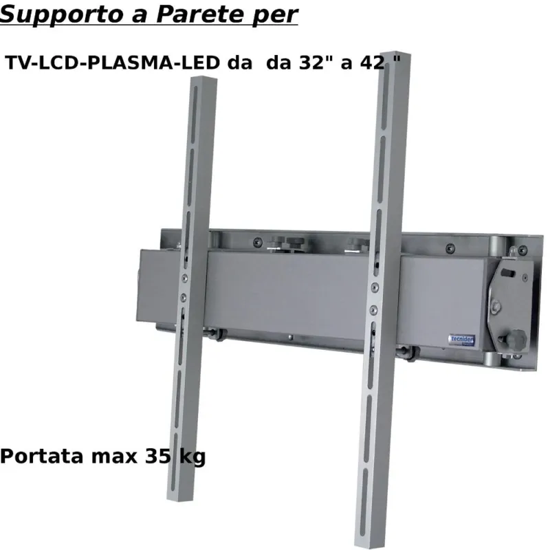 Bestseller Staffa a Parete in alluminio estensibile fino a 40 cm per schermi da 32 a 42 pollici portata max 35 kg Tecnidea
