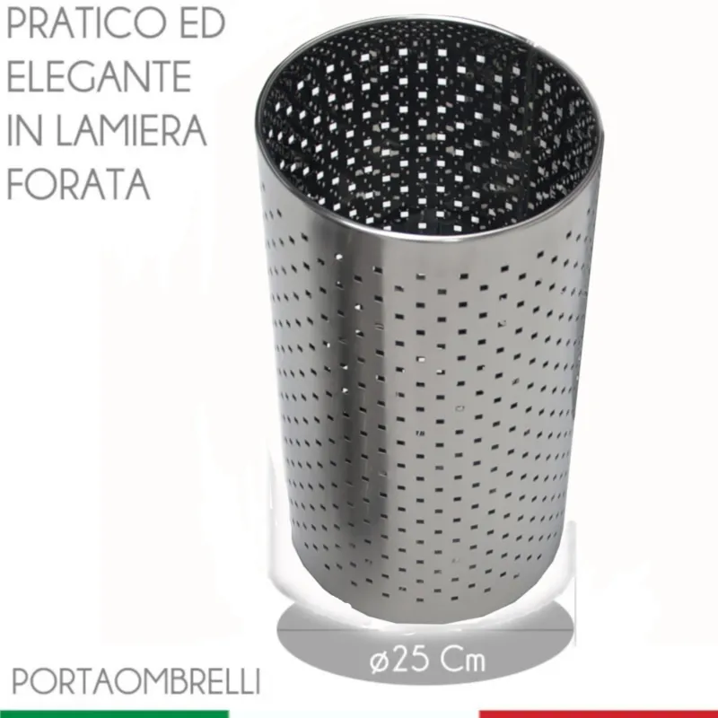 Must-Have Portaombrelli Foro Quadrato Ø25xh50 cm - L24 MIDI in lamiera forata inox satinato adatto per l‘esterno Graepel spa