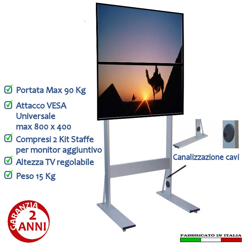 Esclusivo Maxi Piantana x 2 Schermi 62pollici Tecnidea
