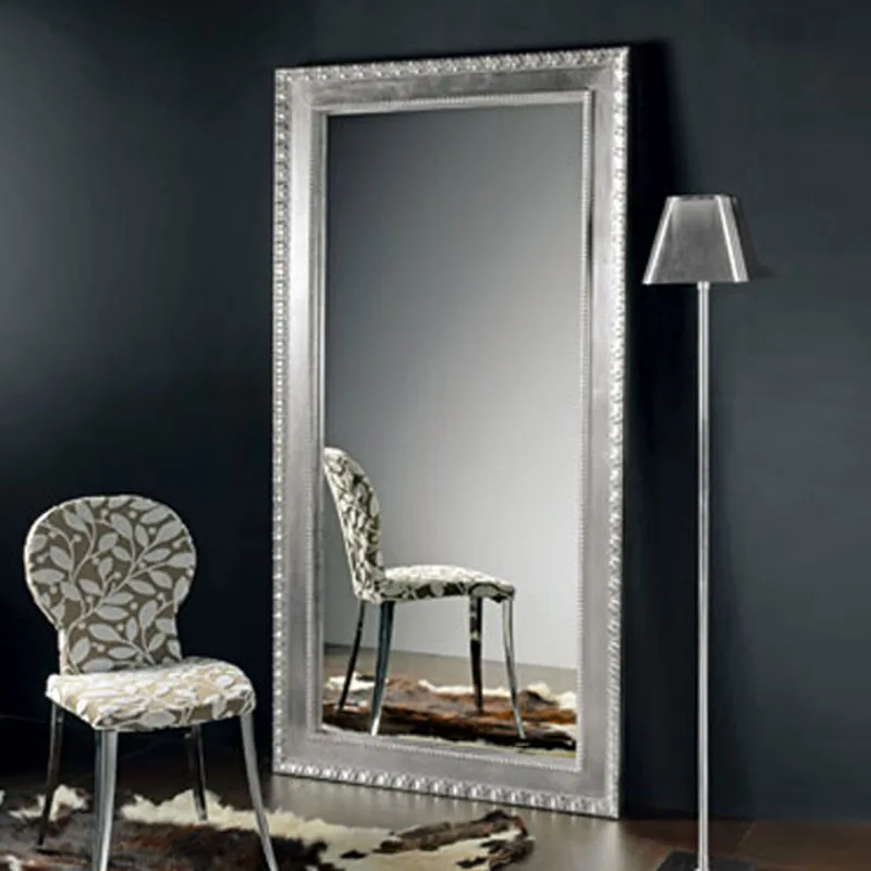 Compra Oggi Stesso Specchiera da Terra FLAT 92xh192 cm con cornice in Legno cm 12 Finitura Opaca Pezzani srl Argento