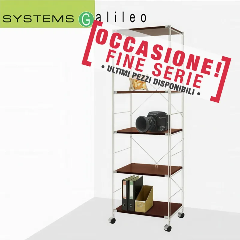 Libreria Galileo 5 ripiani wengè con ruote 56x40x h 175,5 cm peso kg 24,2 Galileo System Miglior Prezzo
