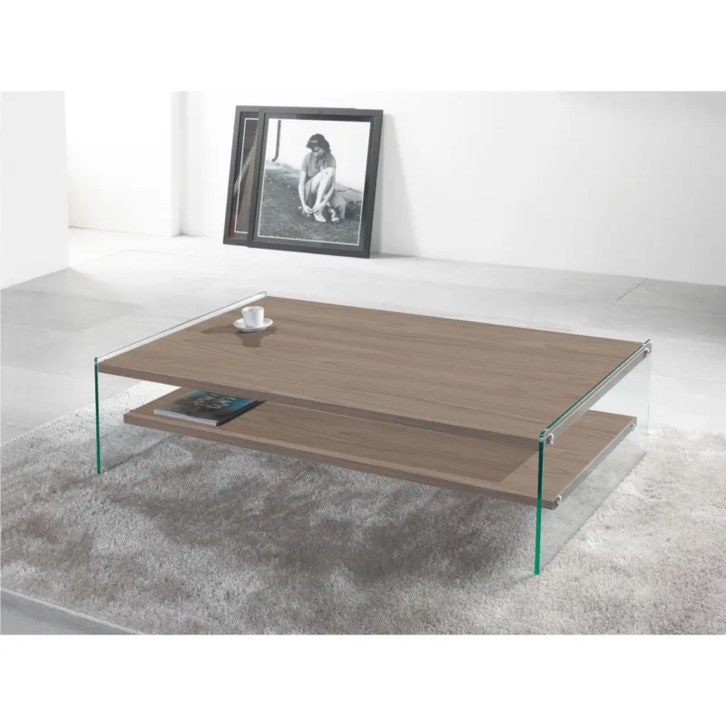 Vendita Finale Tavolino con due ripiani in laminato MAXIM 130X80Xh35cm fiachi in vetro Pezzani srl Grigio Ardesia, Trasparente