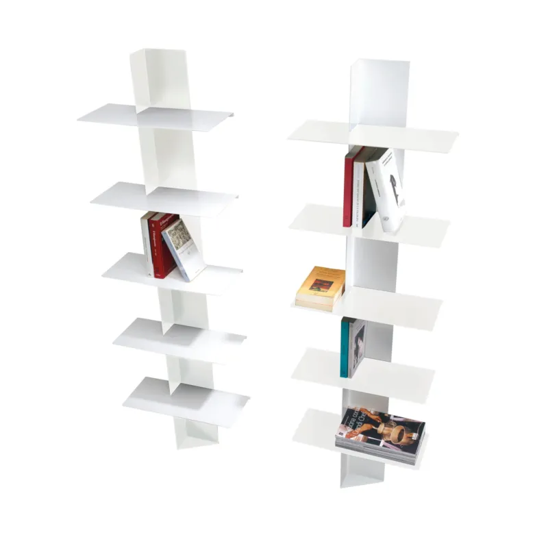 Consegna Rapida Libreria da Parete con ripiani in alluminio a colonna LIFT 46x22xh100 cm Pezzani srl Bianco - Tortora