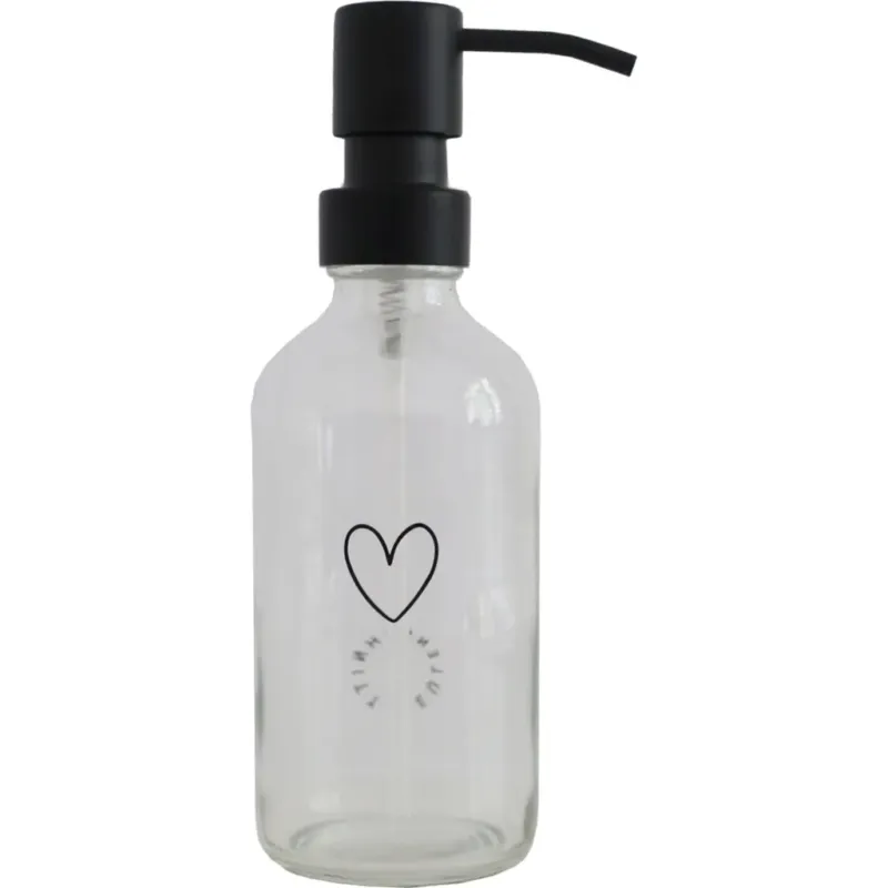 Promozione Esclusiva Dosatore di Sapone in Vetro Trasparente con Cuore,250 ml