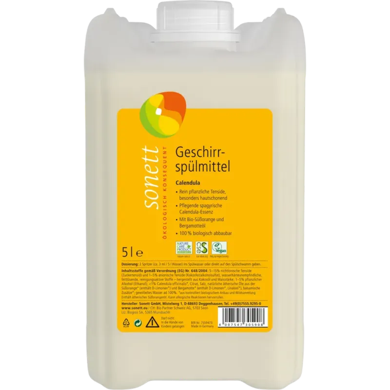 Detersivo Liquido per Stoviglie a Mano - Calendula,5 L Popolare