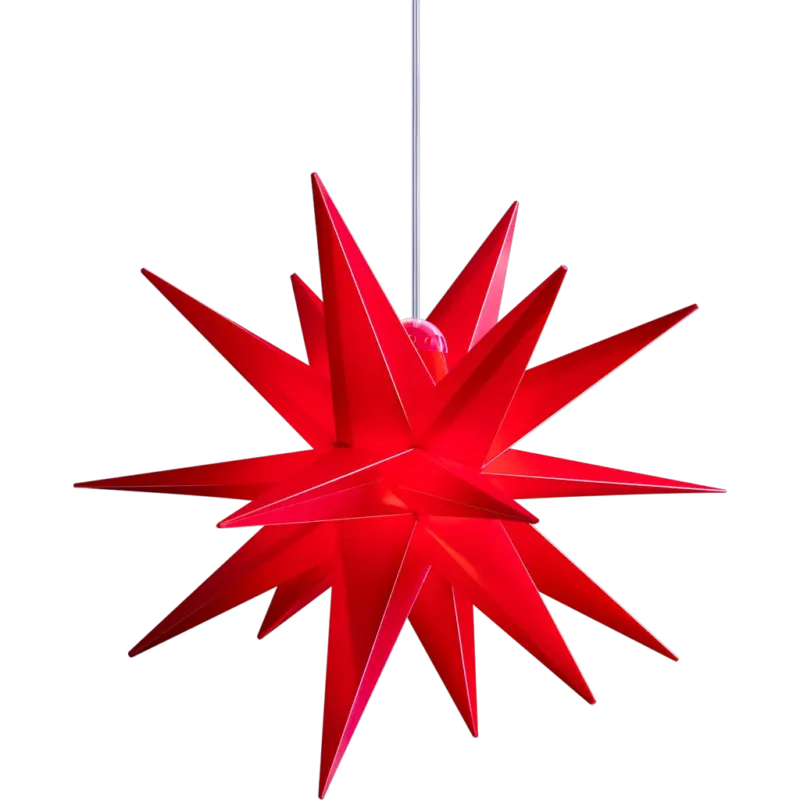 Stella 3D Pieghevole da Appendere 25 cm con Vano Batterie e Timer,Rosso Di Tendenza