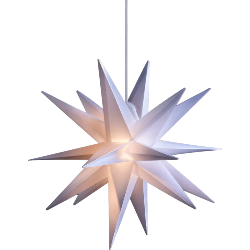 Di Tendenza Stella 3D Pieghevole da Appendere 25 cm con Vano Batterie e Timer,Bianco
