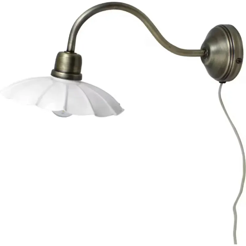 Offerta Lampo Lampada da Parete - Gustav,bianco/ottone anticato