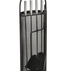 Offerta Set di 4 Attrezzi Neri da Camino - Manici in Acciaio Inox