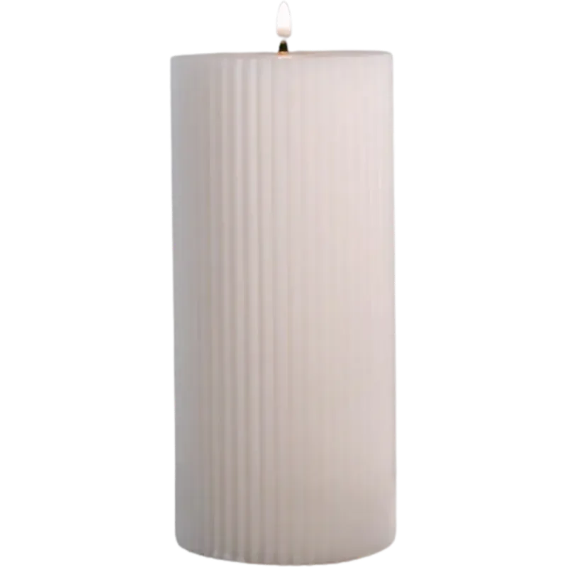 Candela Cilindrica con Scanalature - Grande,Bianco Super Prezzo