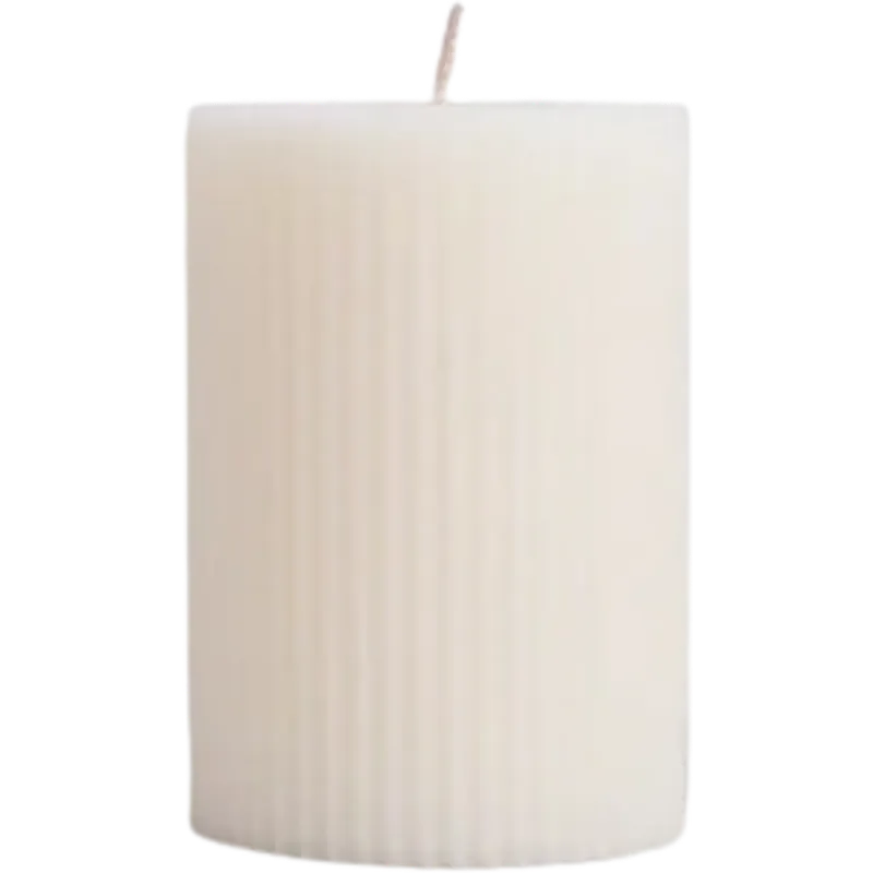 Candela Cilindrica con Scanalature - Piccola,Bianco Spedizione Espresso