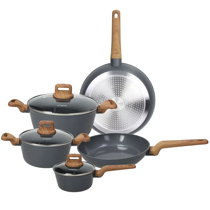 Batteria di pentole e padelle 8 Pezzi Alluminio Grigio Novità