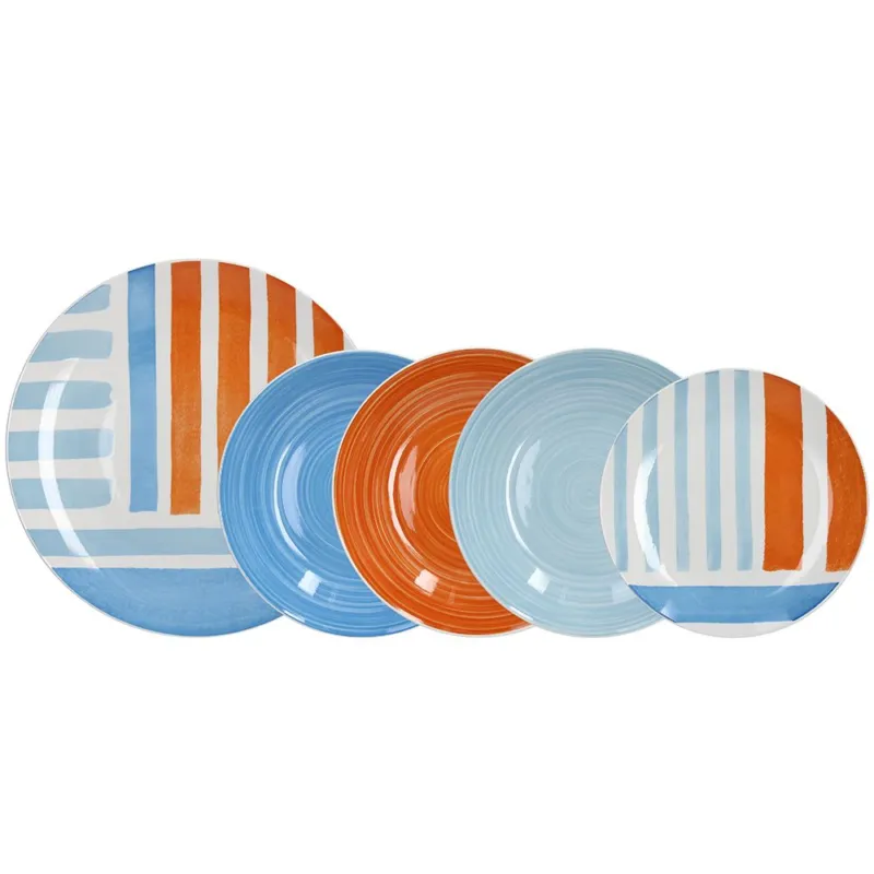 Servizio piatti 18 pezzi Portofino Porcellana Multicolor Promozione