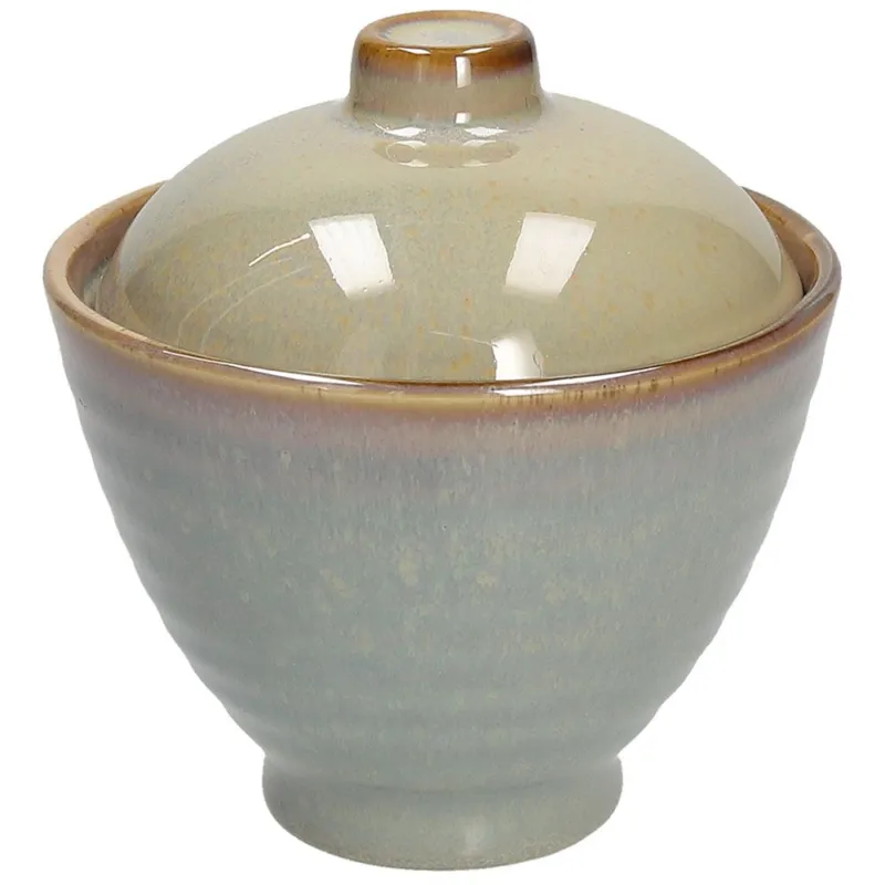 Coppetta con coperchio 10X8H cm New Brown Stoneware Beige Acquista Ora