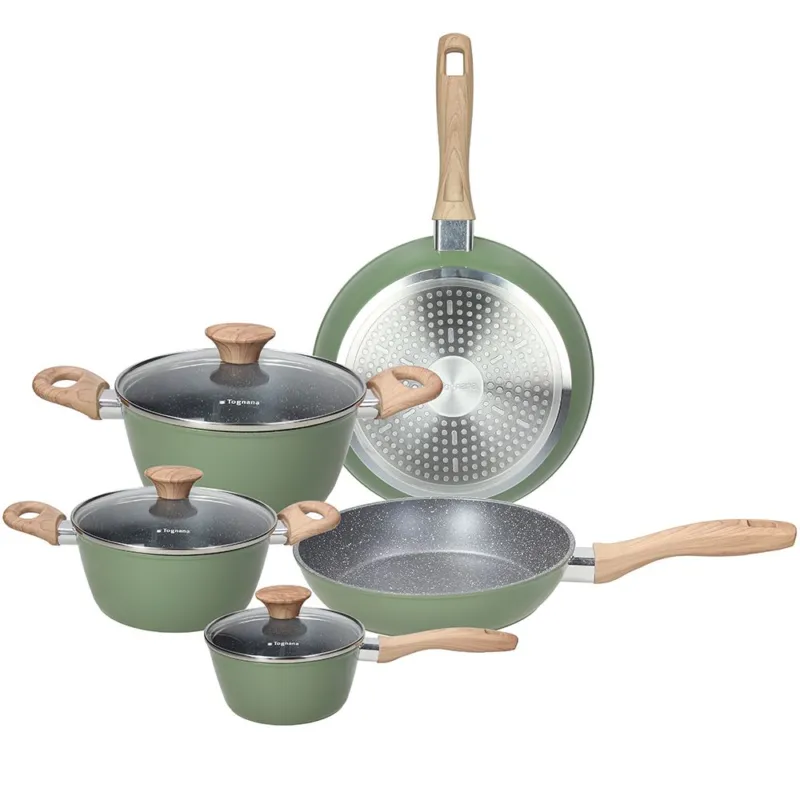 Batteria di pentole e padelle 8 pezzi Alluminio Verde Occasione