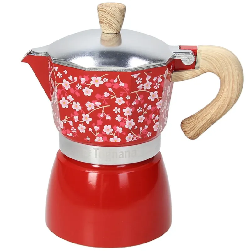 Caffettiera 3 tazze rosso Alluminio Rosso Consegna Rapida