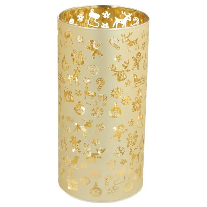 Ultima Occasione Lanterna Cilindrica con led Cm 20 Vetro Beige