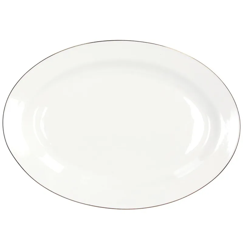 Ovale Piano 31 cm Fascetta Oro Porcellana Bianco Economico