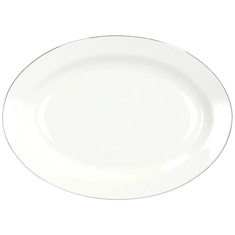 Ovale Piano 31 cm Fascetta Platino Porcellana Bianco Nuovo Arrivo