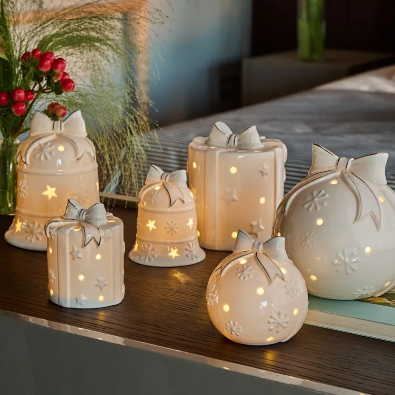 Prezzo Di Fabbrica Box regalo con led h 14 cm Porcellana Bianco