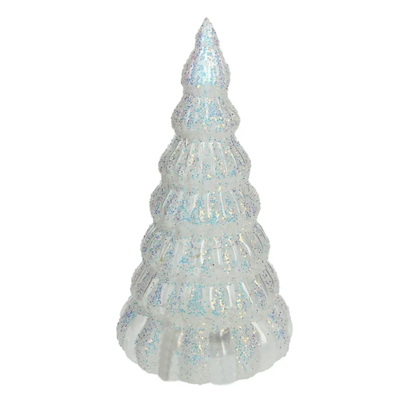 Ultima Occasione Albero bianco in vetro con led h 23,5 cm Vetro Bianco