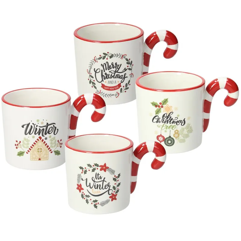 Mug con manico 320 cc Candy Cane Stoneware Rosso Esclusivo