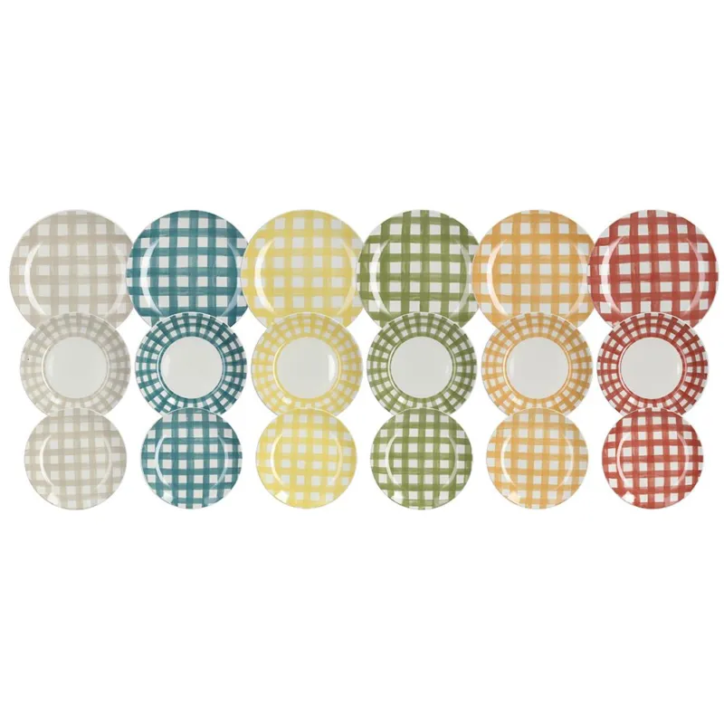 Servizio piatti 18 Caledonia Porcellana Multicolor Saldi