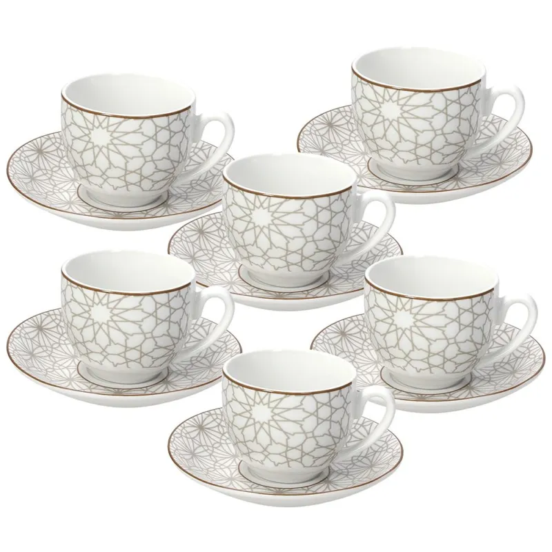 Confezione 6 tazze caffè con piatto Habana Porcellana Beige Non Perdere