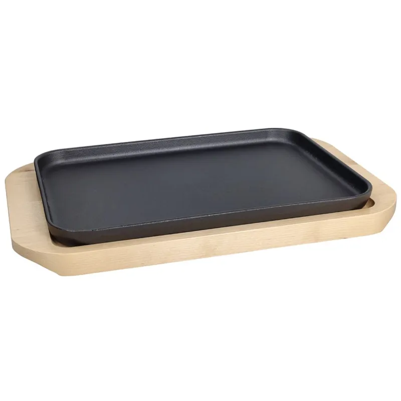 Piastra 30 x 21 + base in legno Ghisa Nero Acquista Ora