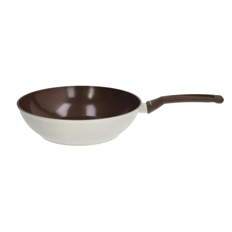 Nuova Collezione Wok 1 manico 28 cm Alluminio Beige-Marrone