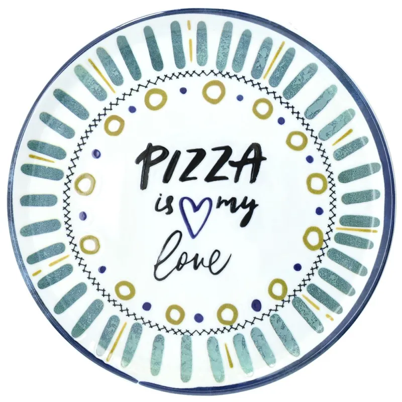 Rotondo Pizza 33 cm Is my Love Porcellana Multicolor Prezzo Scontato