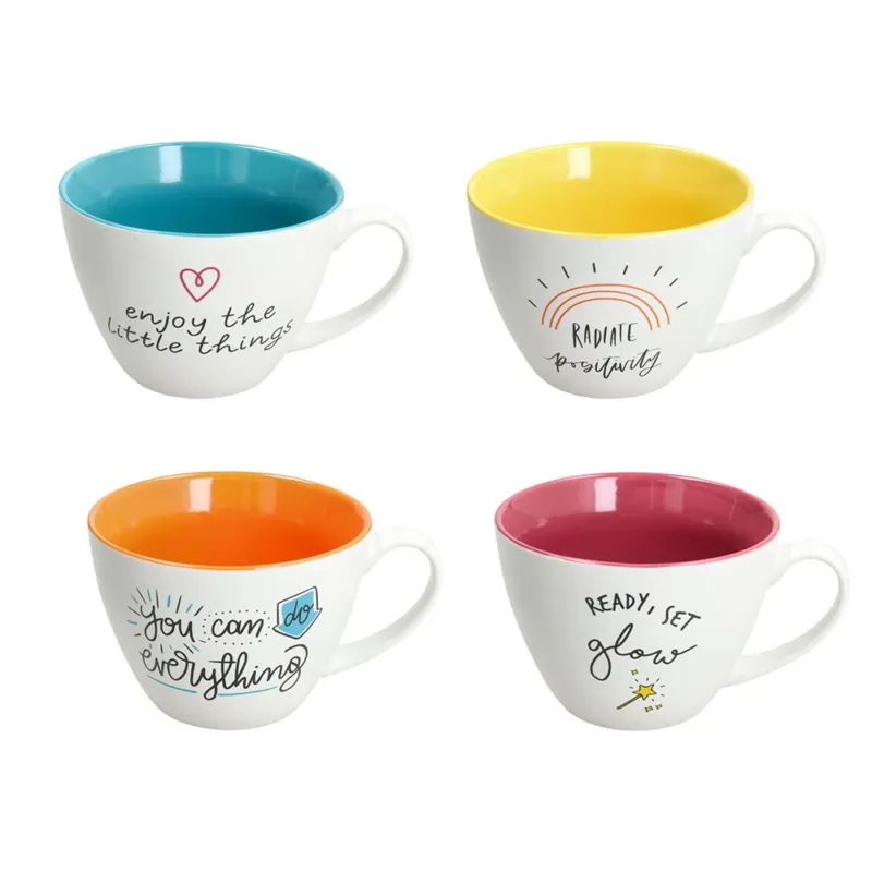 Spedizione Espresso Tazza Colazione senza piatto 450 cc Color Block New Bone China Multicolor