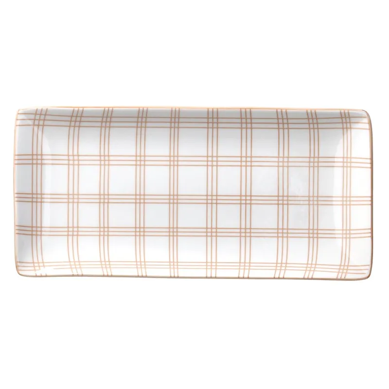 Piatto Portata Rettangolare 25 x 12 cm Quadro Mandorla Porcellana Rosa Occasione