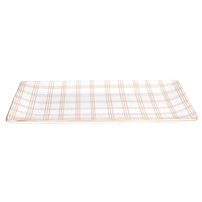 Popolare Piatto Portata Rettangolare 28 x 16,5 cm Quadro Mandorla Porcellana Rosa