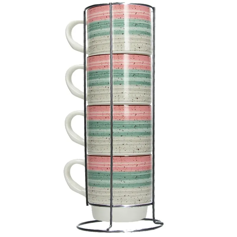 Set 4 mug 320 cc Pastel Stoneware Multicolor Professionale