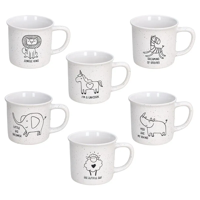 Mug 350 cc Little Funny Ones Stoneware Bianco Prezzo Ridotto