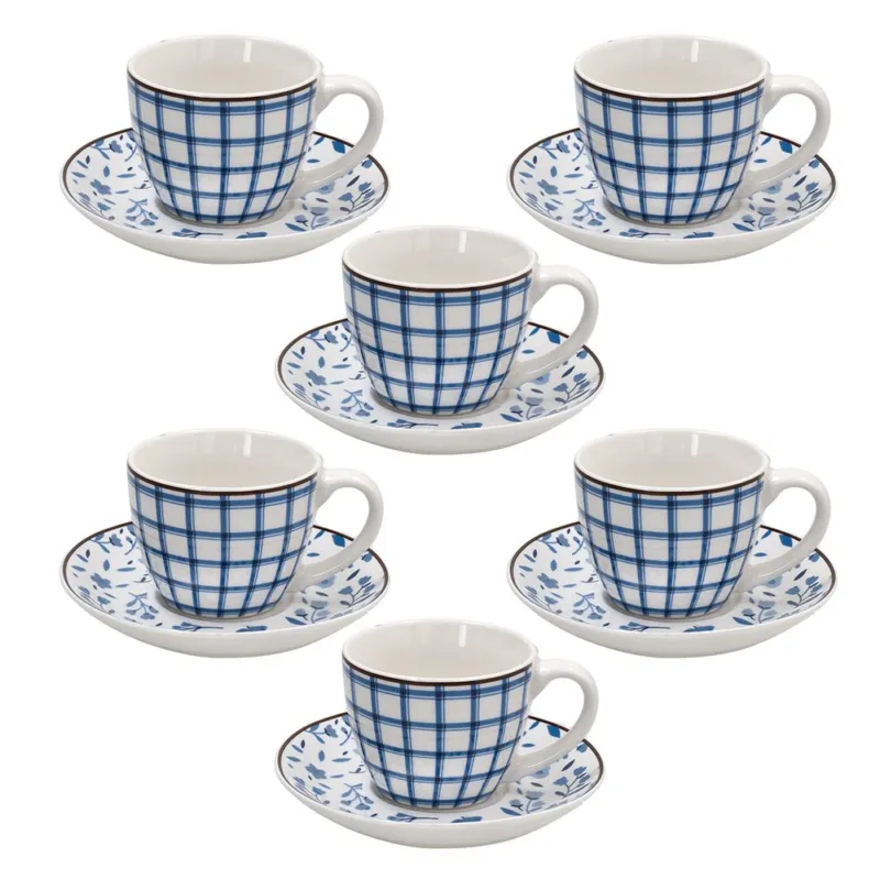 Confezione 6 Tazze caffè con piatto 80 cc Cottage New Bone China Beige Ultima Occasione