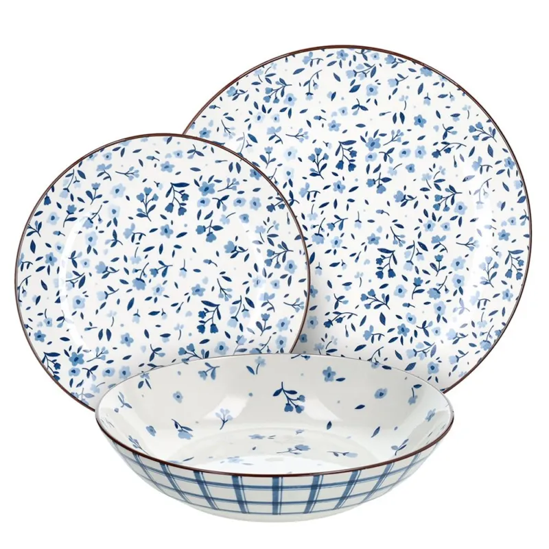 Servizio piatti 18 pezzi Cottage Porcellana Blu Consegna Rapida