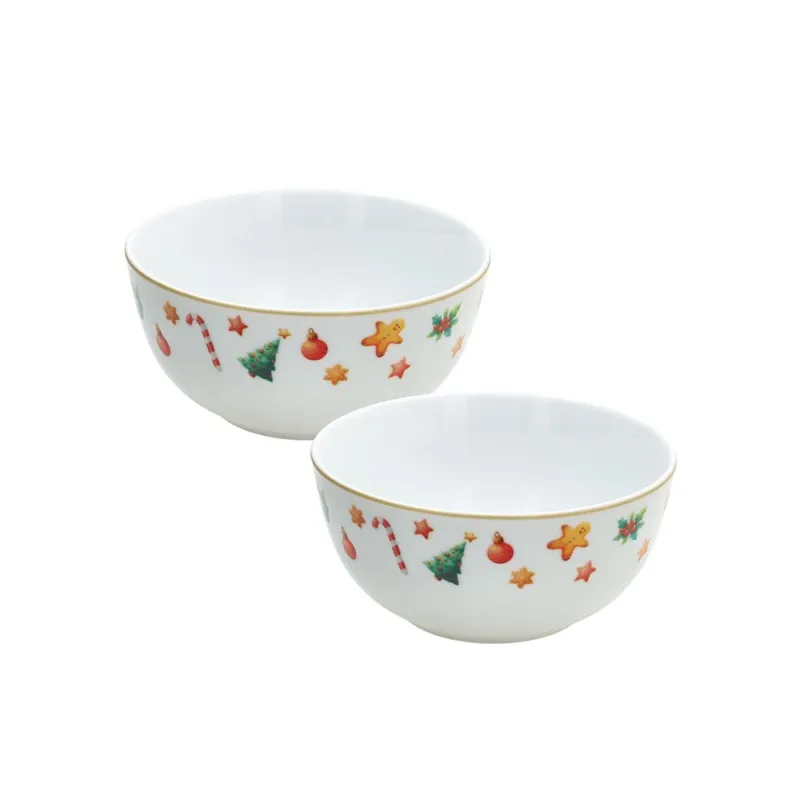 Confezione 2 Boli 550 cc Christmas Fairy Tale Porcellana Multicolor Sconto